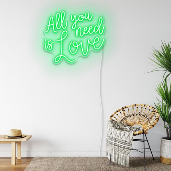 All You Need is Love pre-designed CUSTOM NEON® Wall Art shown in green