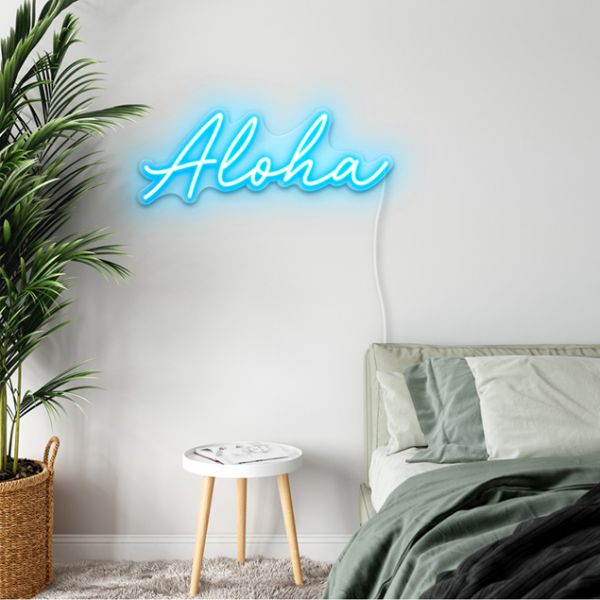 Tropical Aloha Neon Sign pre-designed light-up wall art from Custom Neon®