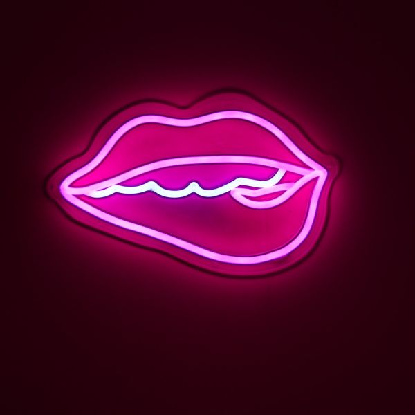 Bite Lips Custom Neon® art in pink and white