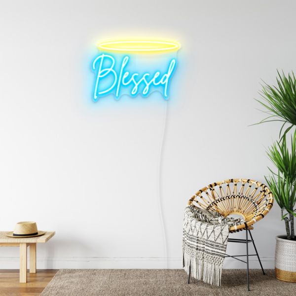 Blessed w/ Halo Faux Neon pre-designed light-up wall art from Custom Neon®