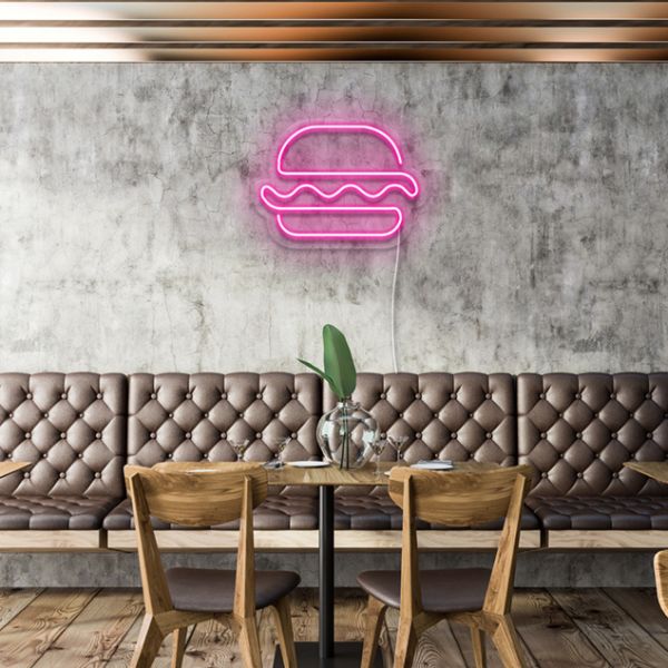 Burger Neon Line Art: pre-designed LED neon art from Custom Neon®