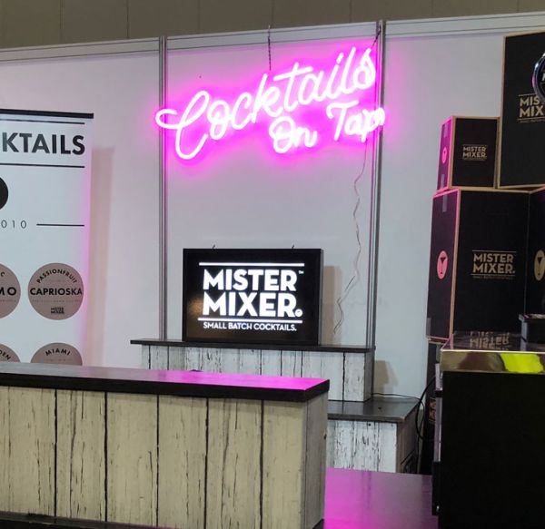Neon Cocktail Sign * Cocktails on Tap * at trade show - photo from CustomNeon.com