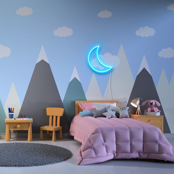 Crescent Moon LED Neon Sign pre-designed light-up wall art from Custom Neon®