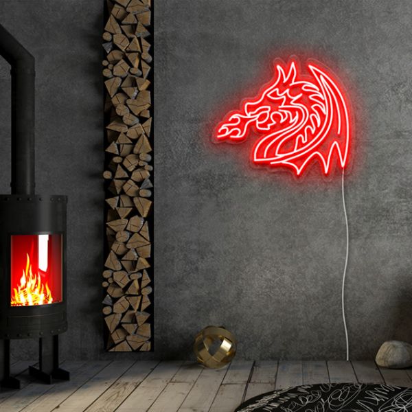 Fire Breathing Dragon Wall Art: pre-designed LED neon art from Custom Neon®