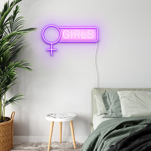 Girls + Female Symbol Neon Art in Purple & Pink made by CUSTOM NEON®