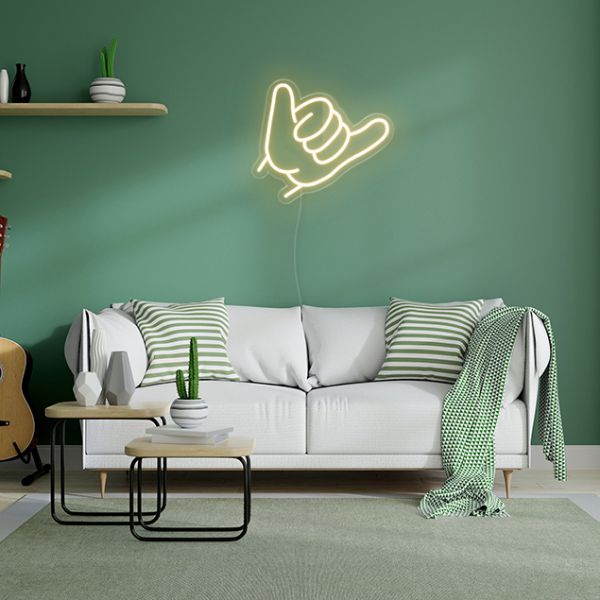 Hang Loose hand in warm white LED neon by Custom Neon®