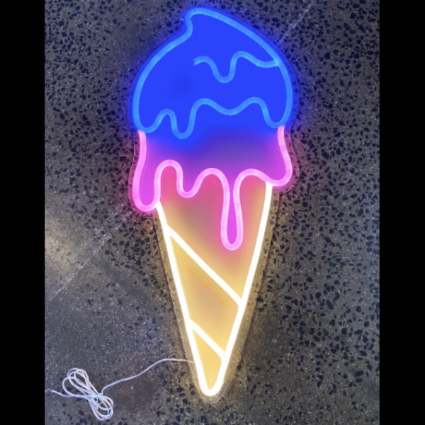 Ice cream cone in multicolored LED neon lights - photos from CustomNeon.com