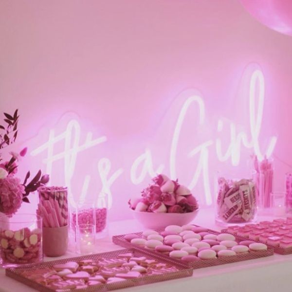 It's a Girl Pink Neon Sign for Baby Showers/Gender Reveals - photo from CustomNeon.com