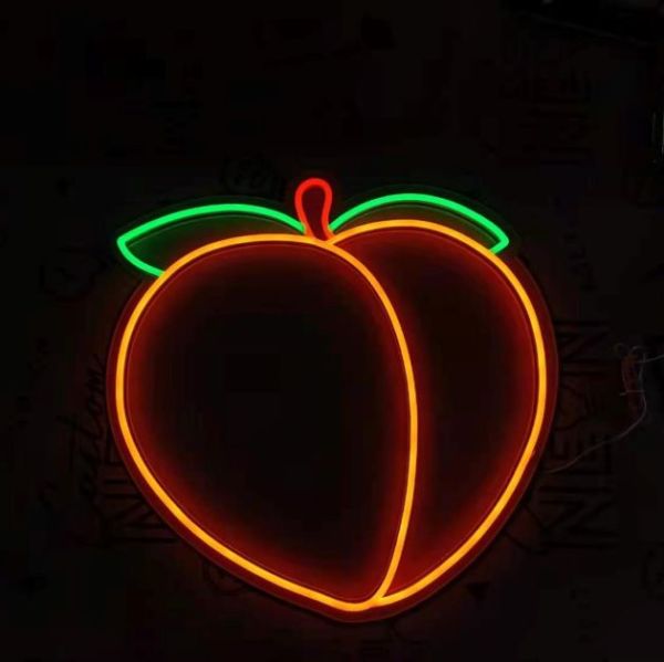 Peach Emoji LED neon sign shown turned off - made by Custom Neon®