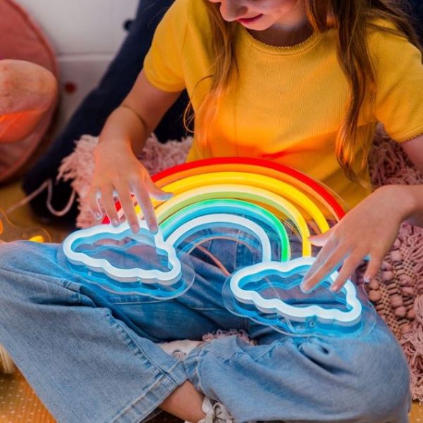 Rainbow & Clouds multi-colored Custom Neon® light