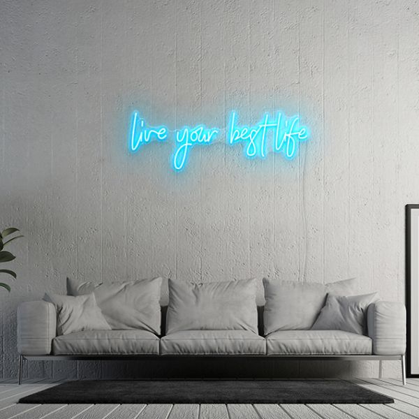 Live Your Best Life neon flex wall sign in white - from Custom Neon