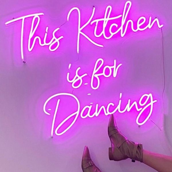 This Kitchen is for Dancing pink light sign @thekingsnewcastle by Custom Neon