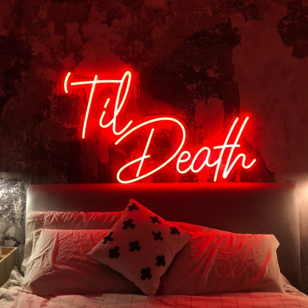 Til Death Red Neon Light Wall Art - photo from CustomNeon.com
