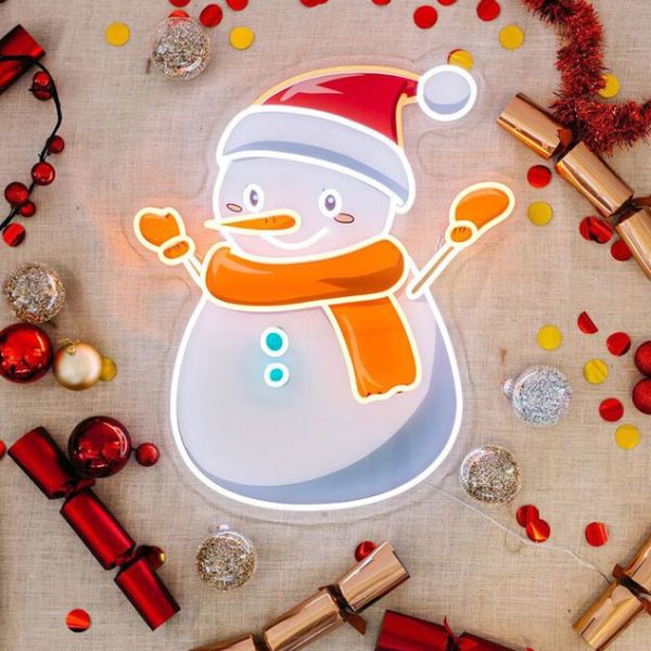 UV Printed LED Neon Snowman shown not illuminated (turned off) - from CustomNeon.com