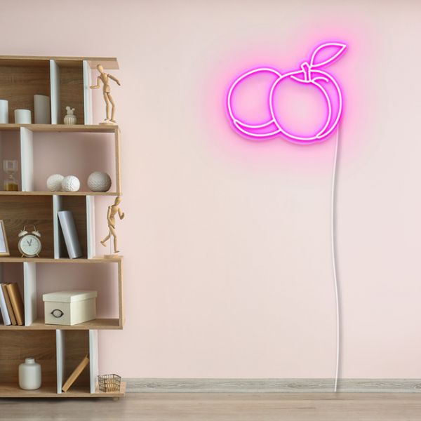 Double Peach Neon Light For By, Neon Light Up Wall Art