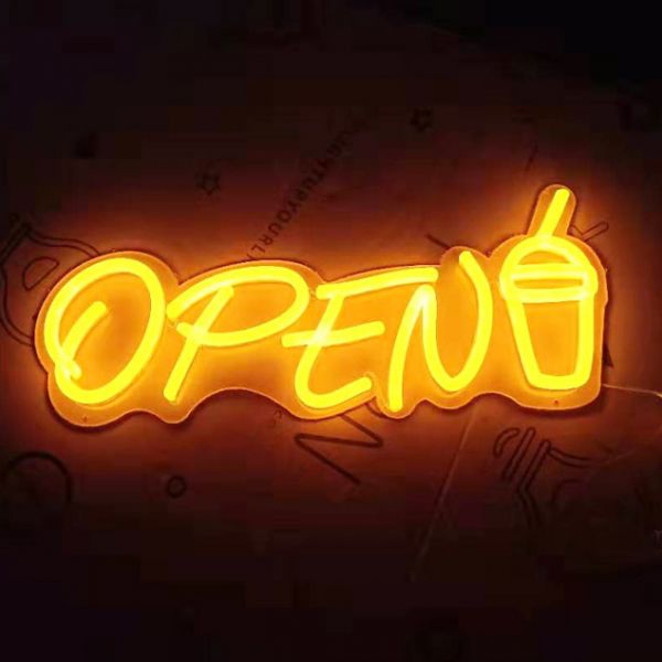 Smoothies LED Neon Open Sign for Business Bright LED Open Sign for Drink Shop Restaurant Coffee Shop 