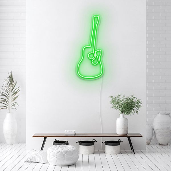 Line Art Guitar Led Neon Sign For Custom - Neon Light Up Wall Art