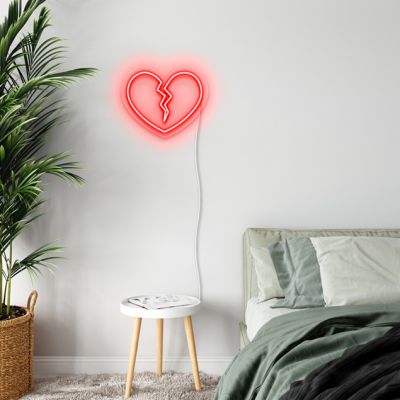 Faux Neon Broken Heart