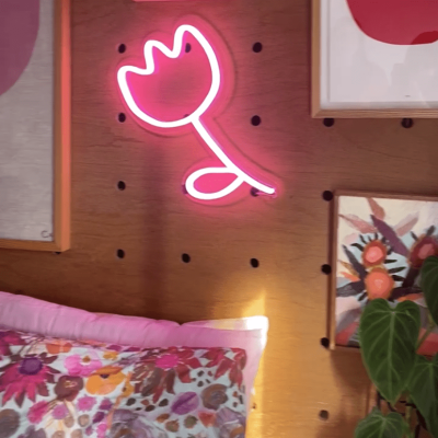 Neon Flower Wall Art