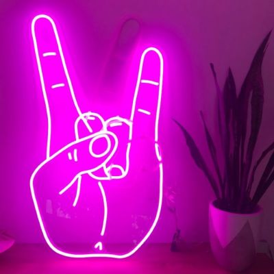 Sign of the Horns / Rock On LED Neon Wall Art
