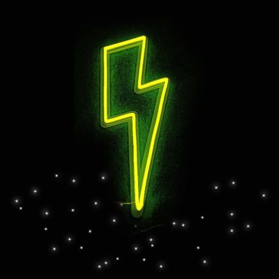 Striking Neon Lightning Sign