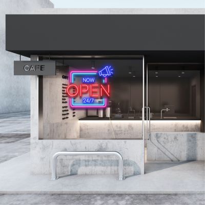 Now Open 24/7 Square Sign