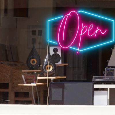 Pink & Blue Neon Open Sign
