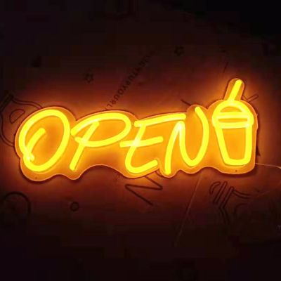 Open Sign with Cup