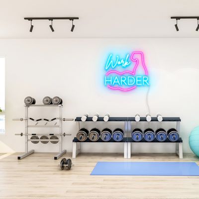 Work Harder Neon Wall Art