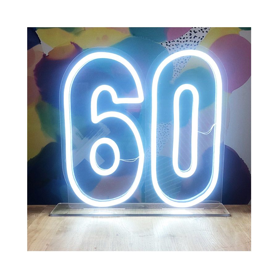 60 LED Neon Number Light for 60th Birthday Party / Anniversary