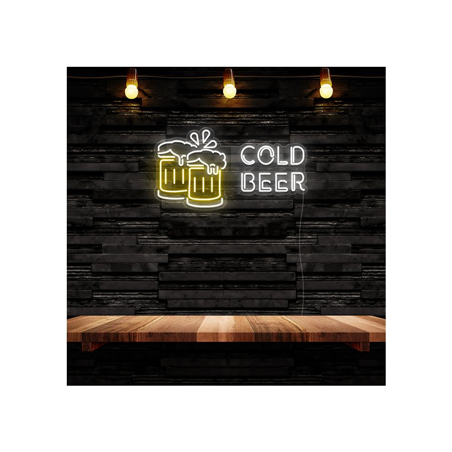 Custom Cold Beer LED Sign – Personalized, Non-Neon, Lighted – Perfect For Home Bar, Man Cave, Game Room