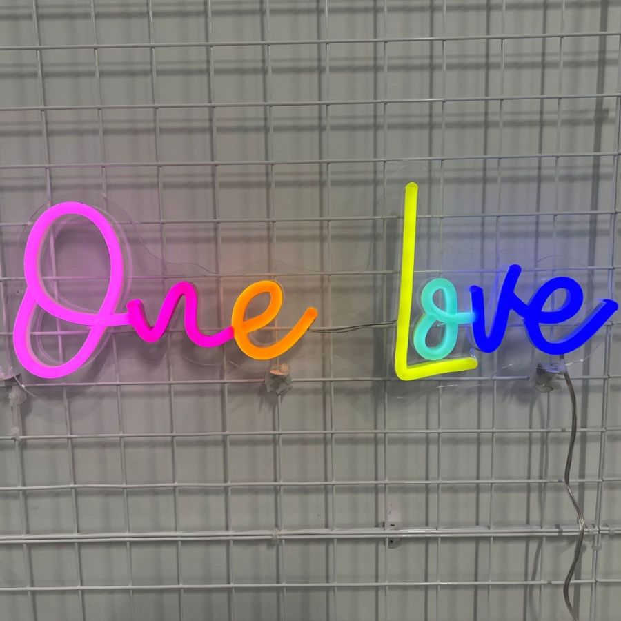 Colorful One Love Light Sign | Custom Neon™ Word Signs