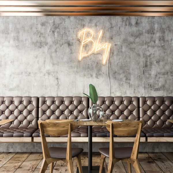 Modern BBQ Light Sign pre-designed light-up wall art from Custom Neon®
