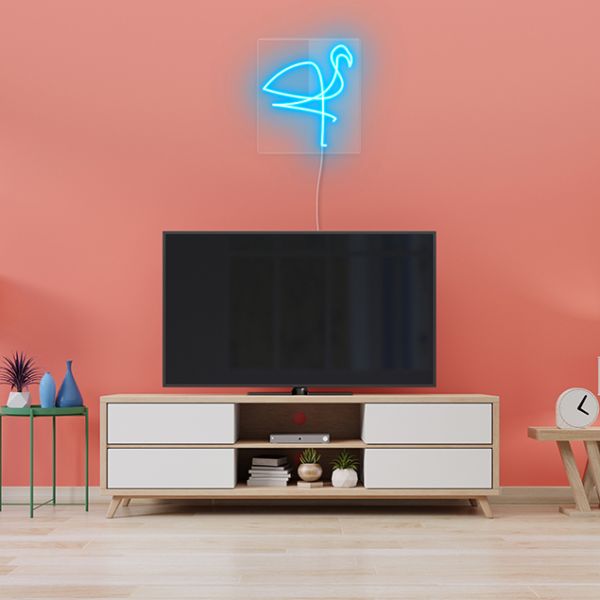 Line Art Flamingo Wall Light pre-designed light-up wall art from Custom Neon®
