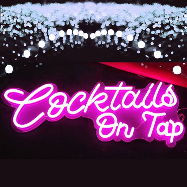 Custom Neon's bar signs range includes this ultra cool cursive word sign * Cocktails On Tap *. - photo CustomNeon.com