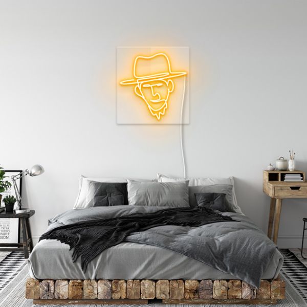 Cowboy Face Line Art: pre-designed LED neon art from Custom Neon®