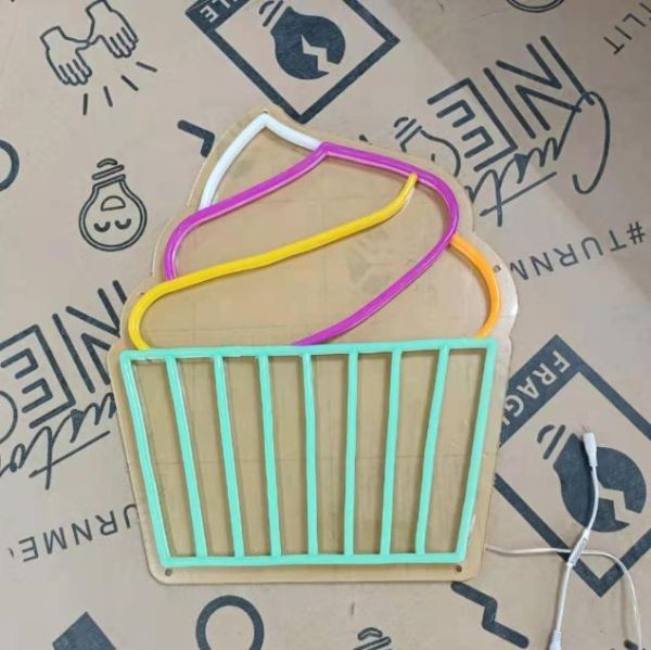 Frosted cupcake light sign shown turned off - by Custom Neon®
