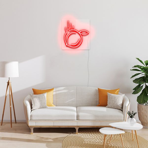 Falling Peach LED Sign pre-designed light-up wall art from Custom Neon®