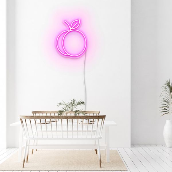 LED neon peach sign - pre-designed light-up wall art from Custom Neon®