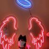Light Up Angel Wings with Halo by CUSTOM NEON® pictured with a cute doggie @kappa