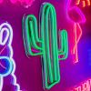 Cactus neon art in green LED flex shown on the Custom Neon wall
