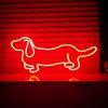 Dachshund LED Neon Art shown in red on a shelf - photo from CustomNeon.com