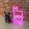 French Bulldog and neon art of a frenchie in pink - from Custom Neon®
