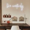 Live Creatively white sign above a home desk @meghanjoytoday by CUSTOM NEON®