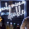 Make Mine a Double trendy LED neon bar sign behind the open bar at an event  - photo from CustomNeon.com