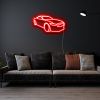 Mustang CUSTOM NEON®  Classic Car Sign in red on dark wall above a couch