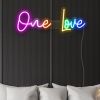 Colorful One Love light up word sign shown turned on - by Custom Neon®