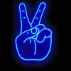 Peace hand blue LED neon sign - photo from CustomNeon.com