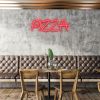 Red pizza sign in LED neon flex shown on a restaurant wall - from Custom Neon®