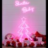 3D Neon Christmas Tree shown with presents and a Santa Baby neon sign - photo from CustomNeon.com